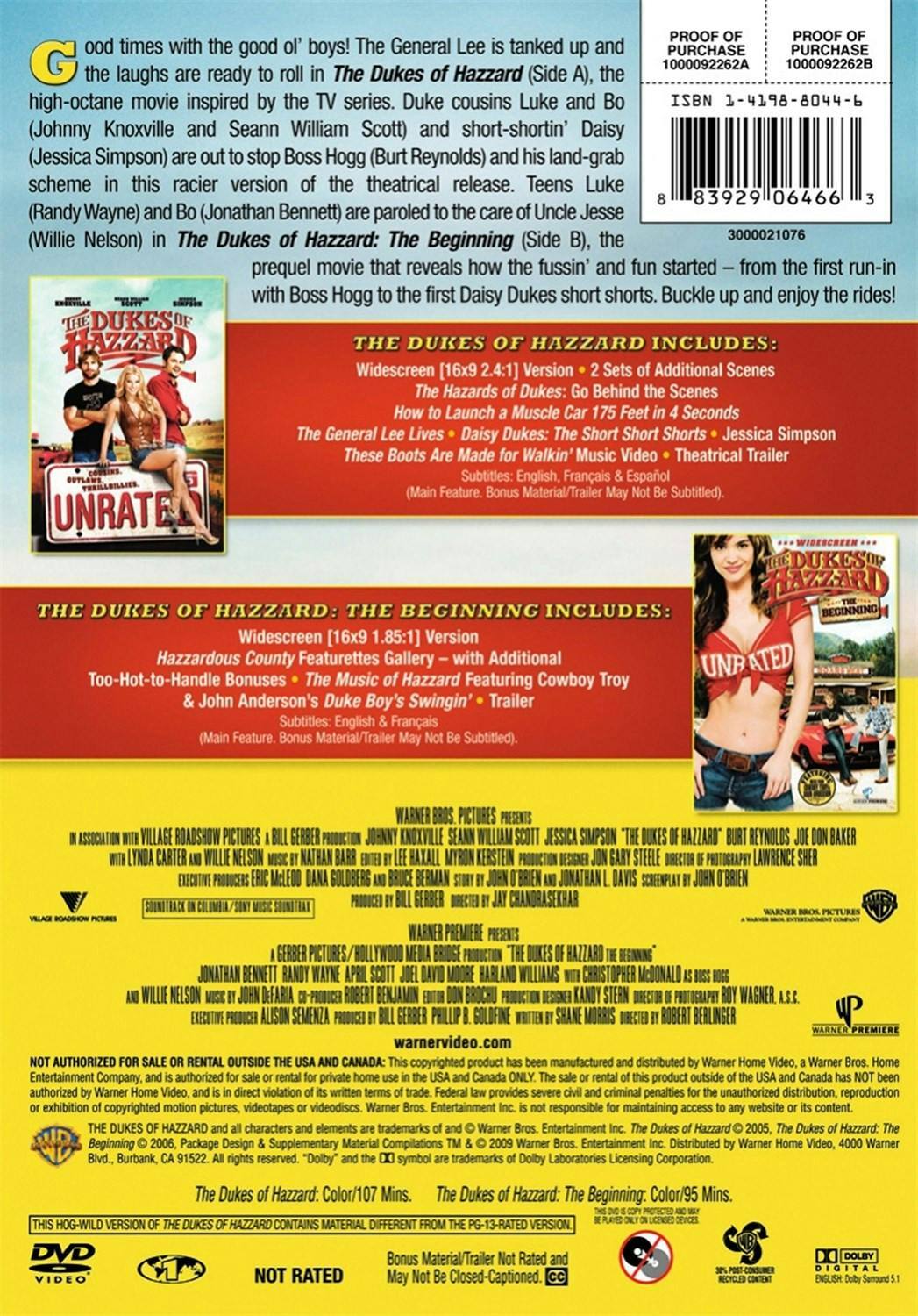 Back. Dukes of Hazzard Film Collection (DVD Double Feature) [DVD].