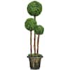 Front. Costway - Costway 4ft Artificial Topiary Triple Ball Tree Plant Outdoor Indoor UV Resistant - Green.