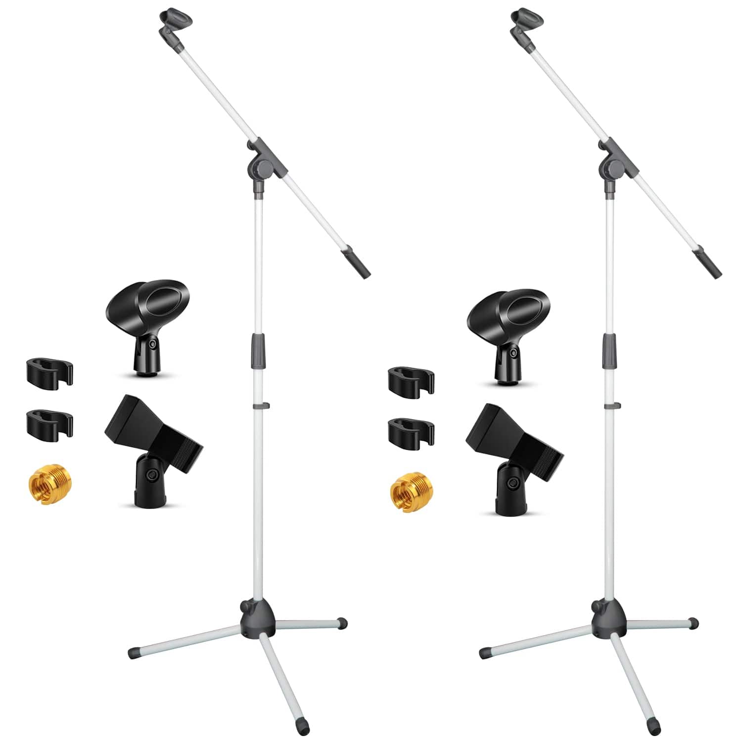 5 CORE - 5Core Tripod Mic Stand 2Pcs Adjustable Holder Floor Microphone Boom Arm-MS 080 WH 2PCS