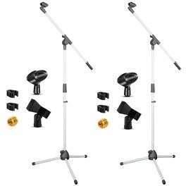 5 CORE - 5Core Tripod Mic Stand 2Pcs Adjustable Holder Floor Microphone Boom Arm-MS 080 WH 2PCS