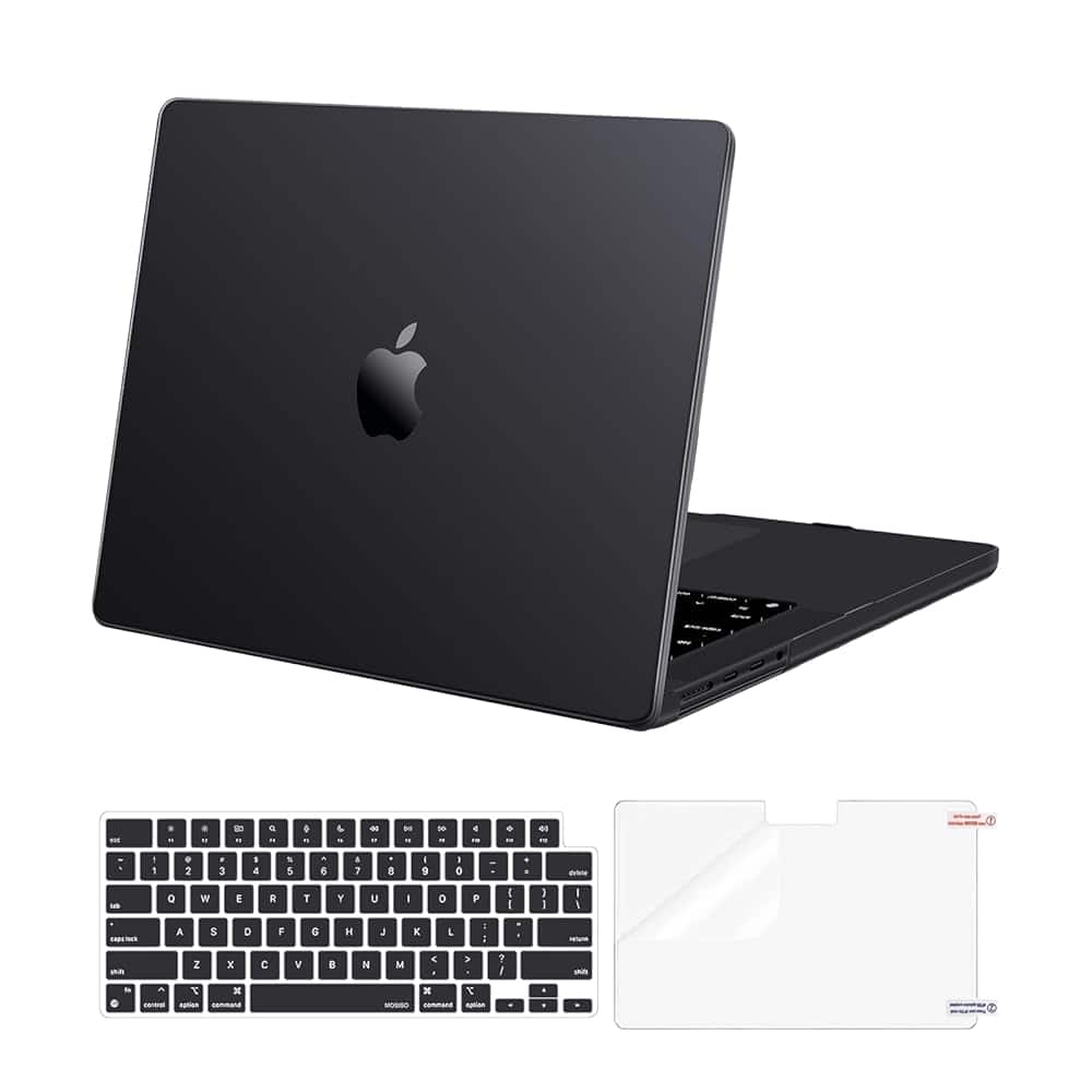mosiso - MacBook Pro 14-inch Hard Shell Case for A3427 A3426 A3434 A3112 A3185 A3401 A2918 A2992 A2779 A2442 - Space Black Clear