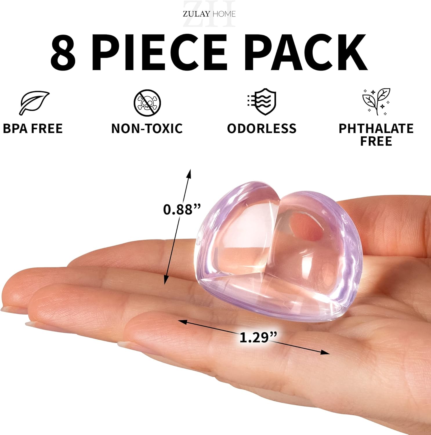 ZULAY HOME 8 PIECE PACK BPA FREE NON-TOXIC ODORLESS PHTHALATE FREE 0.88" 1.29"