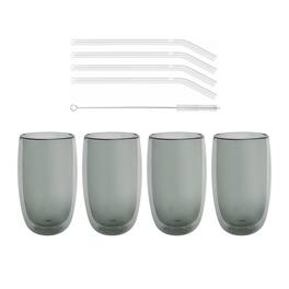 ZWILLING - Sorrento 8-pc Double-Wall Latte Glass & Straw Set - Clear