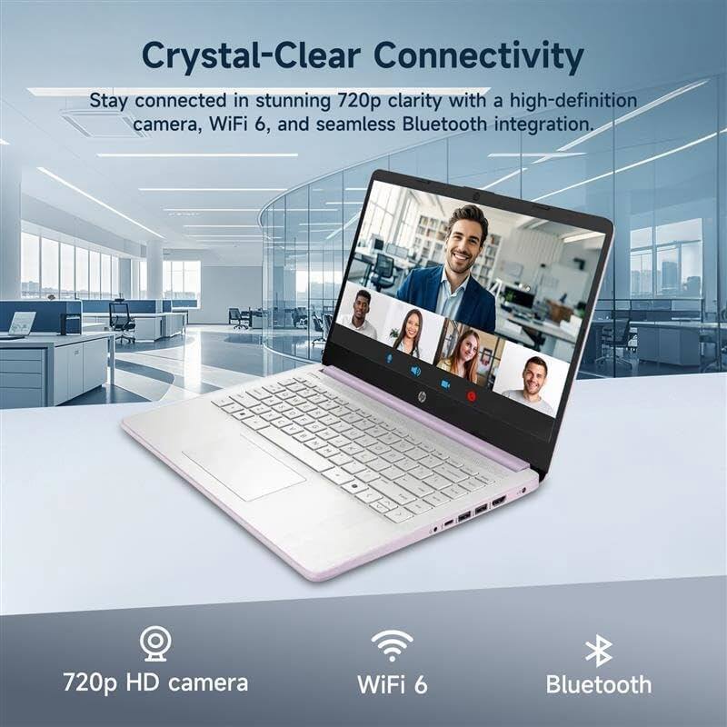 Crystal-Clear Connectivity  
Stay connected in stunning 720p clarity with a high-definition camera, WiFi 6, and seamless Bluetooth integration.  

720p HD camera  
WiFi 6  
Bluetooth
