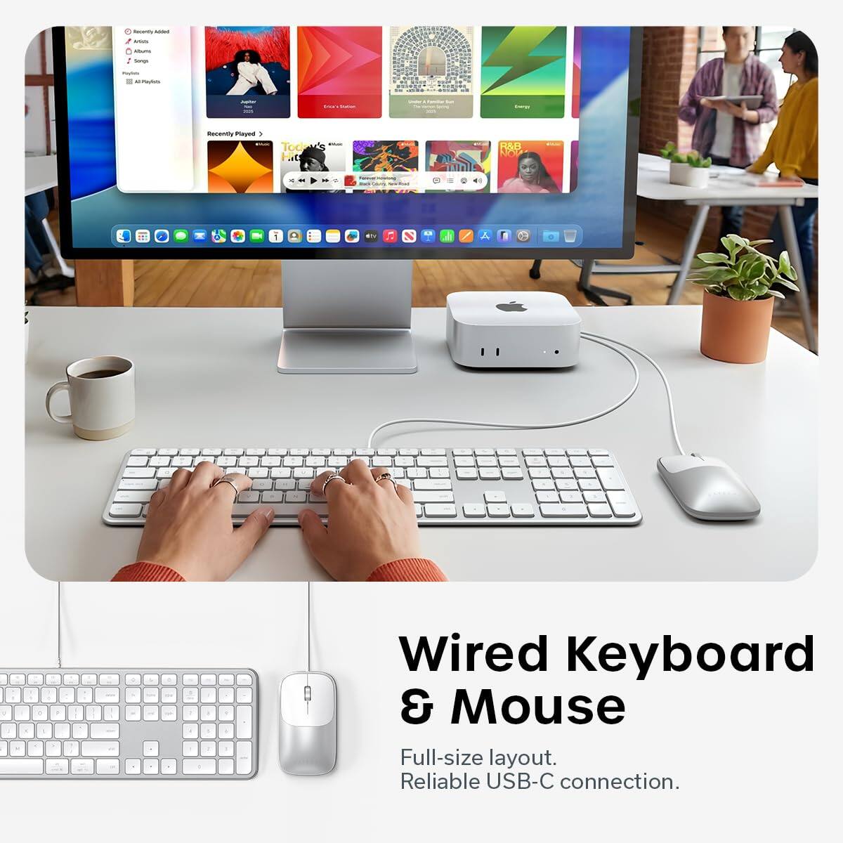 necarality NN - au  
Senp - - an - - - socansty  
Played  
Tod H..t R&B AS T 1 ..  
N ..  
P - . . - . . .  

Wired Keyboard & Mouse  
Full-size layout.  
Reliable USB-C connection.