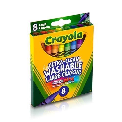 Wash Large 8 Crayons Crayola WASHABLE ULTRA-CLEAN LARGE CRAYONS COLOR MAX Colors Yest Truest Our Brightest, 8 Nontoxic