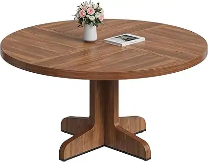 Front. GARVEE - Kitchen Table for 4-6 People,Round Dining Room Table for Kitchen, 47 Inch Round Table for Dining Room,Walnut - Walnut.