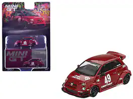 ABARTH 595 #49 "LB-Works x Abas Works" Limited Edition 1/64 Diecast Model Car by Mini GT - Red