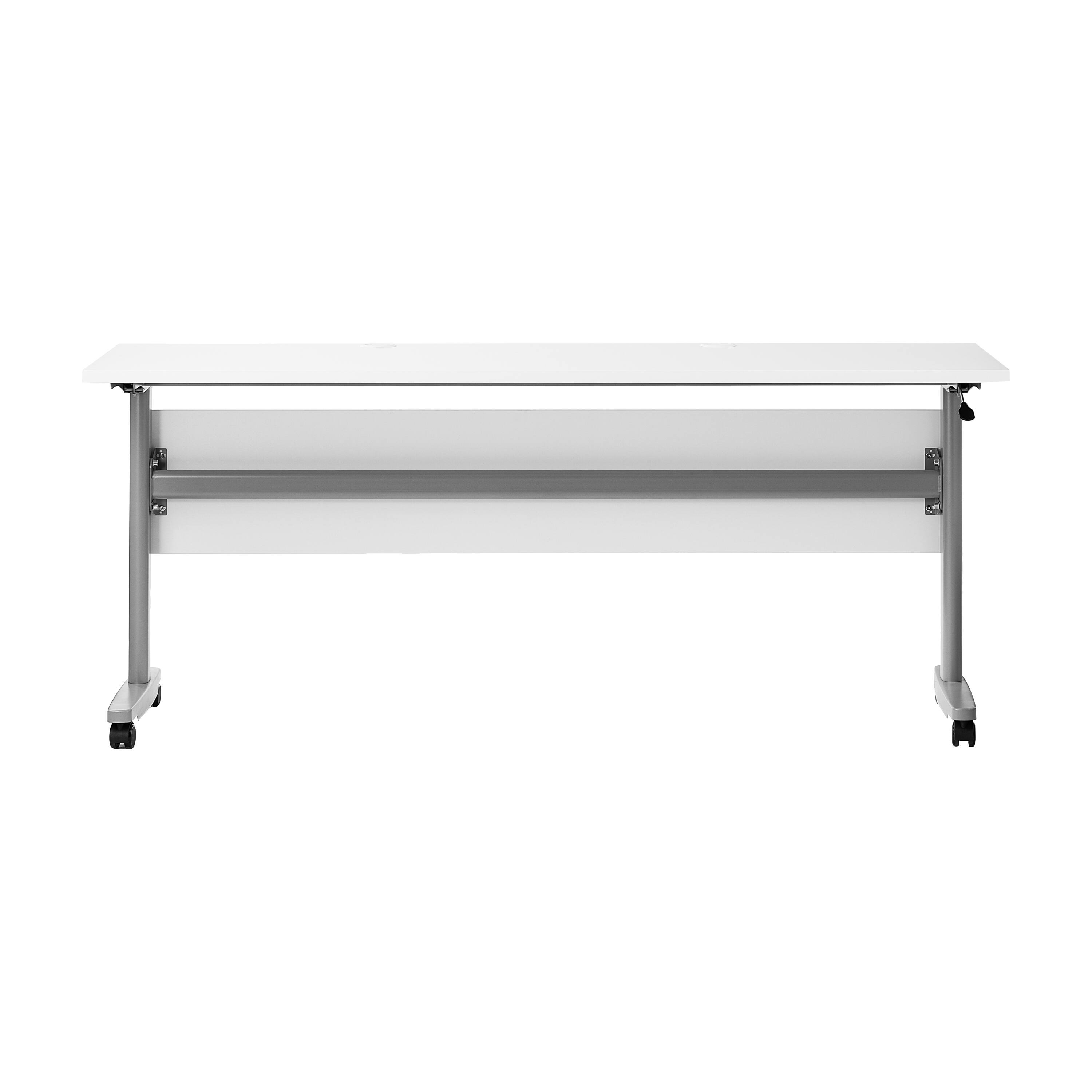 Alt View 7. Emma + Oliver - Hahn Heavy-Duty Flip Top Training Table with Nesting Design, Privacy Panel, T-Legs, Tabletop, Metal Frame - White Top/Gray Frame.
