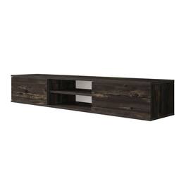 FurniFact - Black Oak Wall-Mounted TV Stand with Engineered Wood Finish - Brown