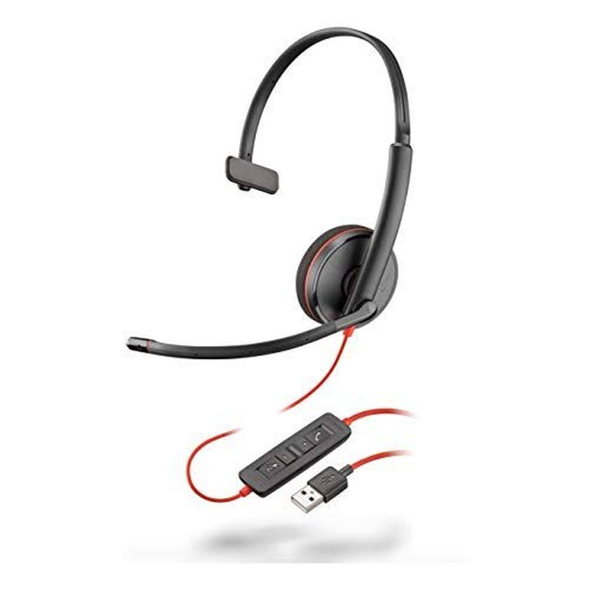 Front. Plantronics - Blackwire 3210 Wired Single-Ear Headset with USB-A - Black.