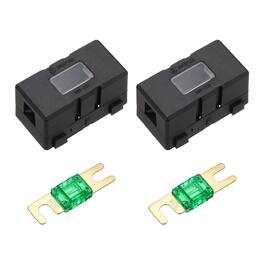 Unique Bargains - 2pcs 200A 125V ANL Fuse Holder Kit, 30A Fuse Inline Block Box for Automotive Marine Audio Video System - Green