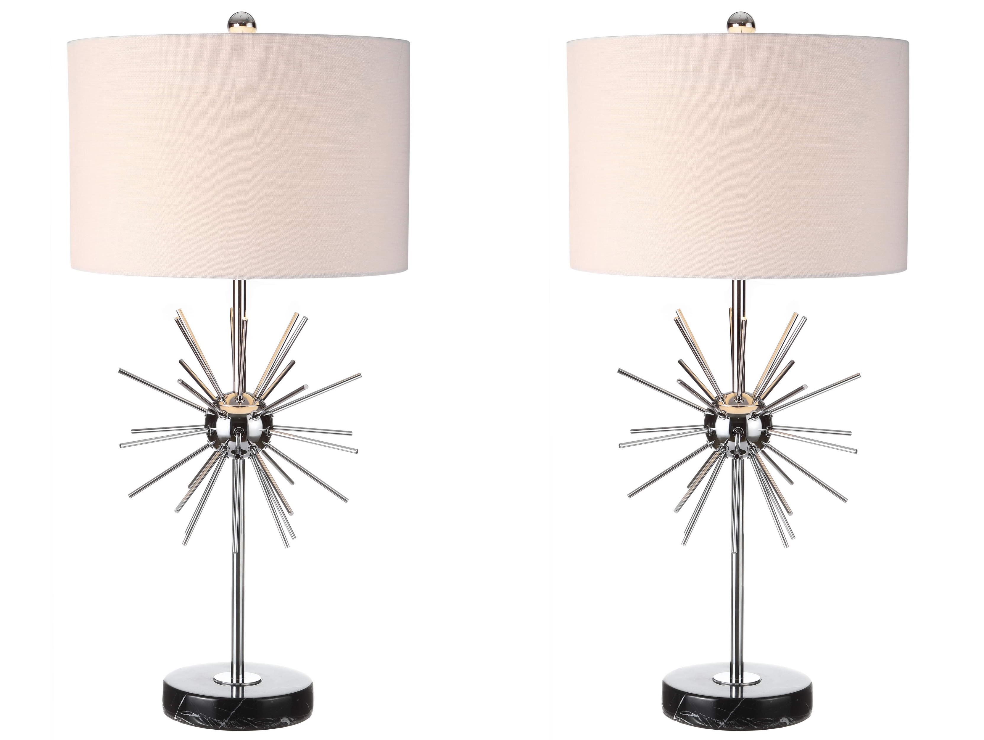 Jonathan Y - Aria 31.5" Metal/Marble LED Table Lamp, Chrome (Set of 2) - Silver