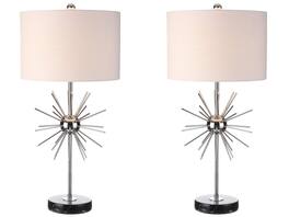 Jonathan Y - Aria 31.5" Metal/Marble LED Table Lamp, Chrome (Set of 2) - Silver
