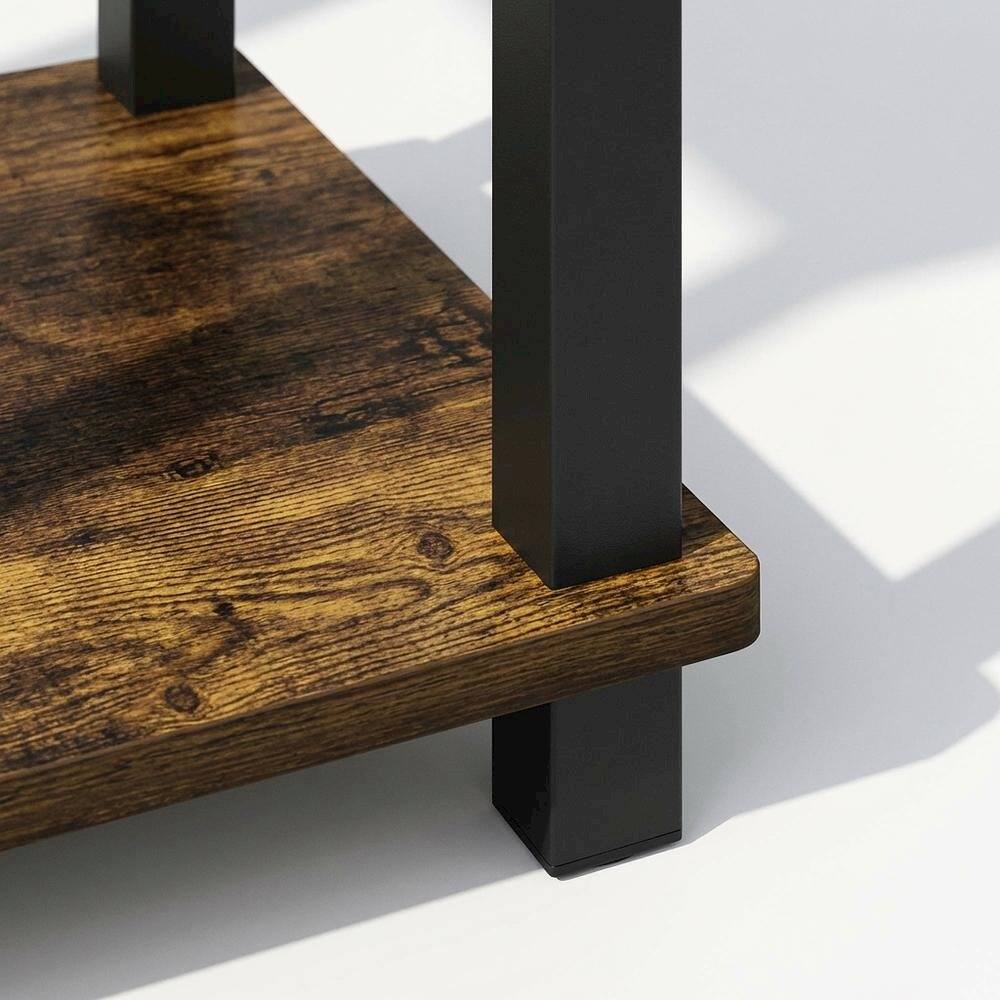Alt View 1. FurniFact - Amber Pine and Black Nightstands with Modern Design – Set of 2 - Amber Pine/Black.