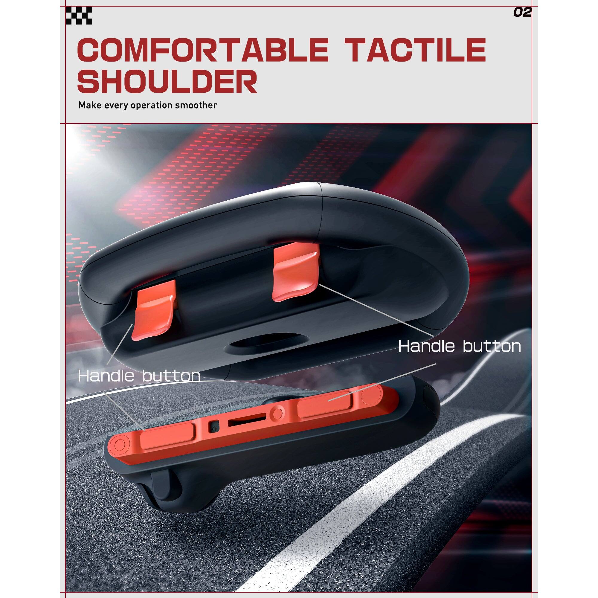 02 COMFORTABLE TACTILE SHOULDER  
Make every operation smoother  

Handle button  
Handle button  
Handle button
