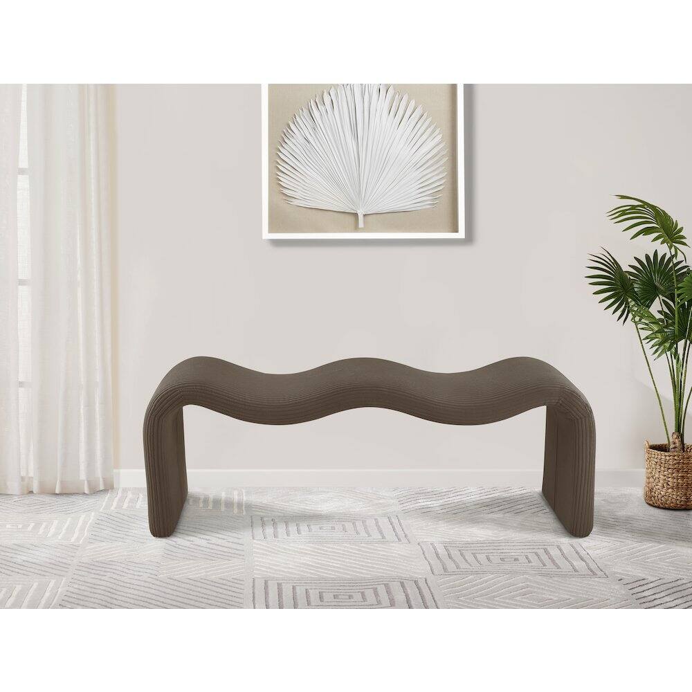 Alt View 1. Meridian Furniture - Willow Brown Corduroy Fabric Bench - Brown.