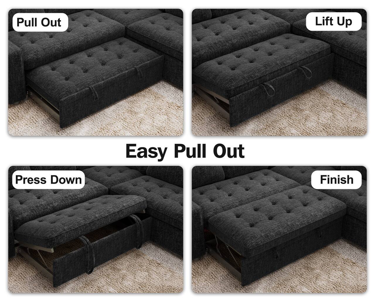 Pull Out  
Lift Up  
Press Down  
Easy Pull Out  
Finish