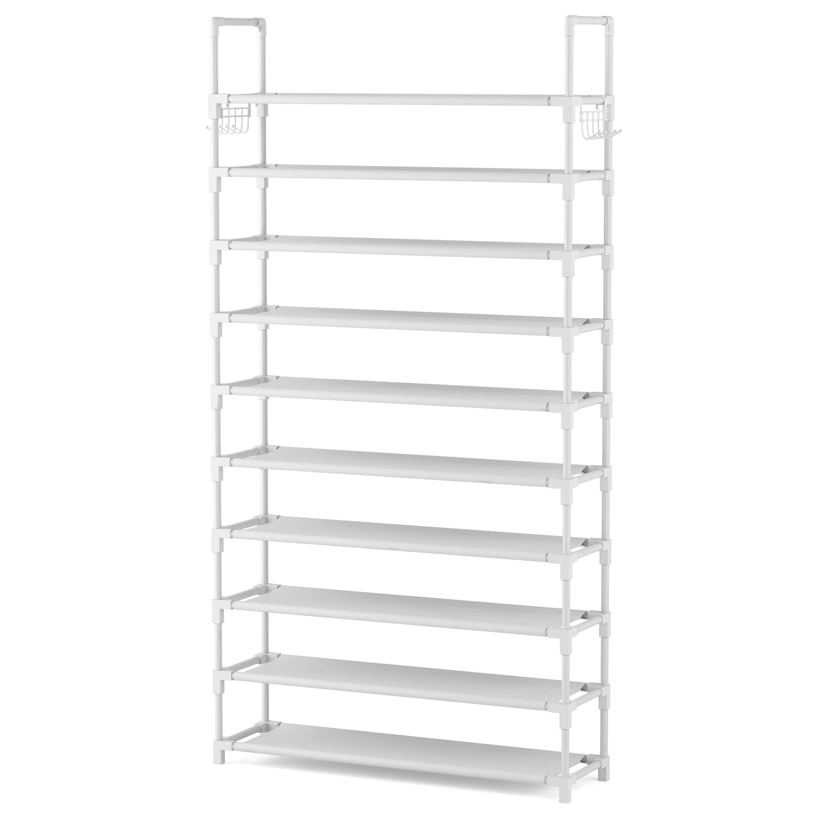 Alt View 2. Dazzed Corner - 10 Tier Shoe Rack Tall Large Capacity 50 Pair Wide Shoe Organize, Sturdy Metal Shoe Shelf - White.