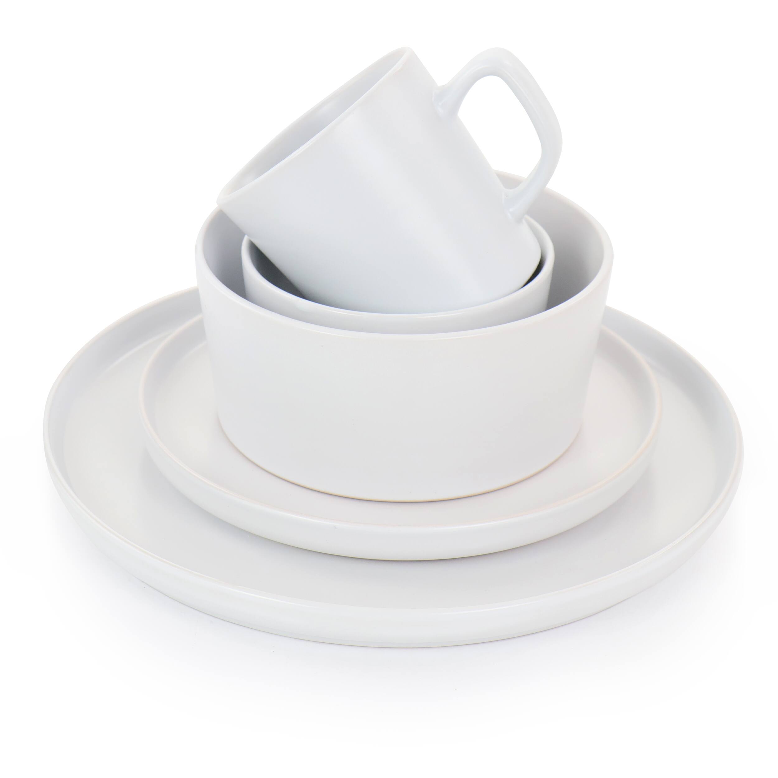 Alt View 1. Elama - Elama Luxmatte White 20 Piece Dinnerware Set - White.
