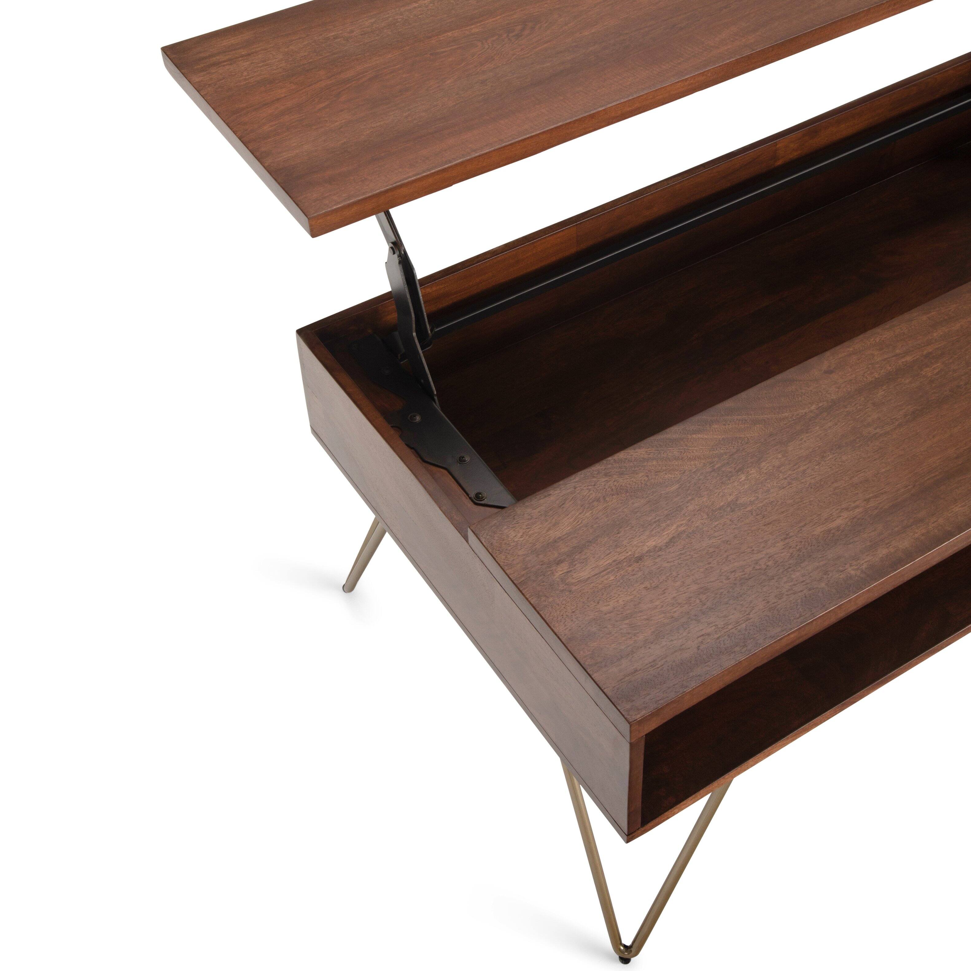 Alt View 12. Simpli Home - Hunter Lift Top Coffee Table - Umber Brown.
