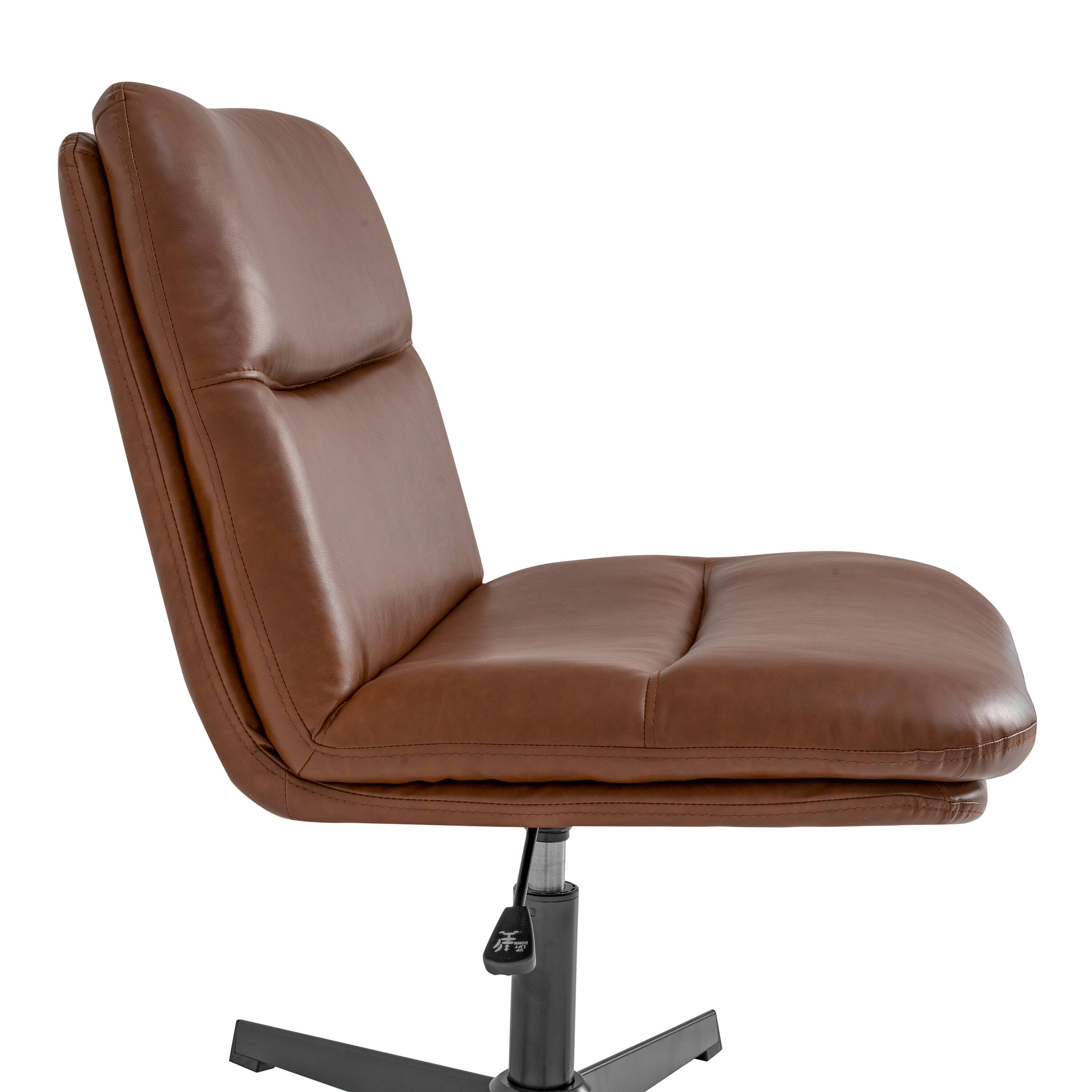 Alt View 9. Emma + Oliver - Mid-Back Swivel Office Chair with Padded Upholstery & Sturdy Frame - Cognac Faux Leather/Black Frame.