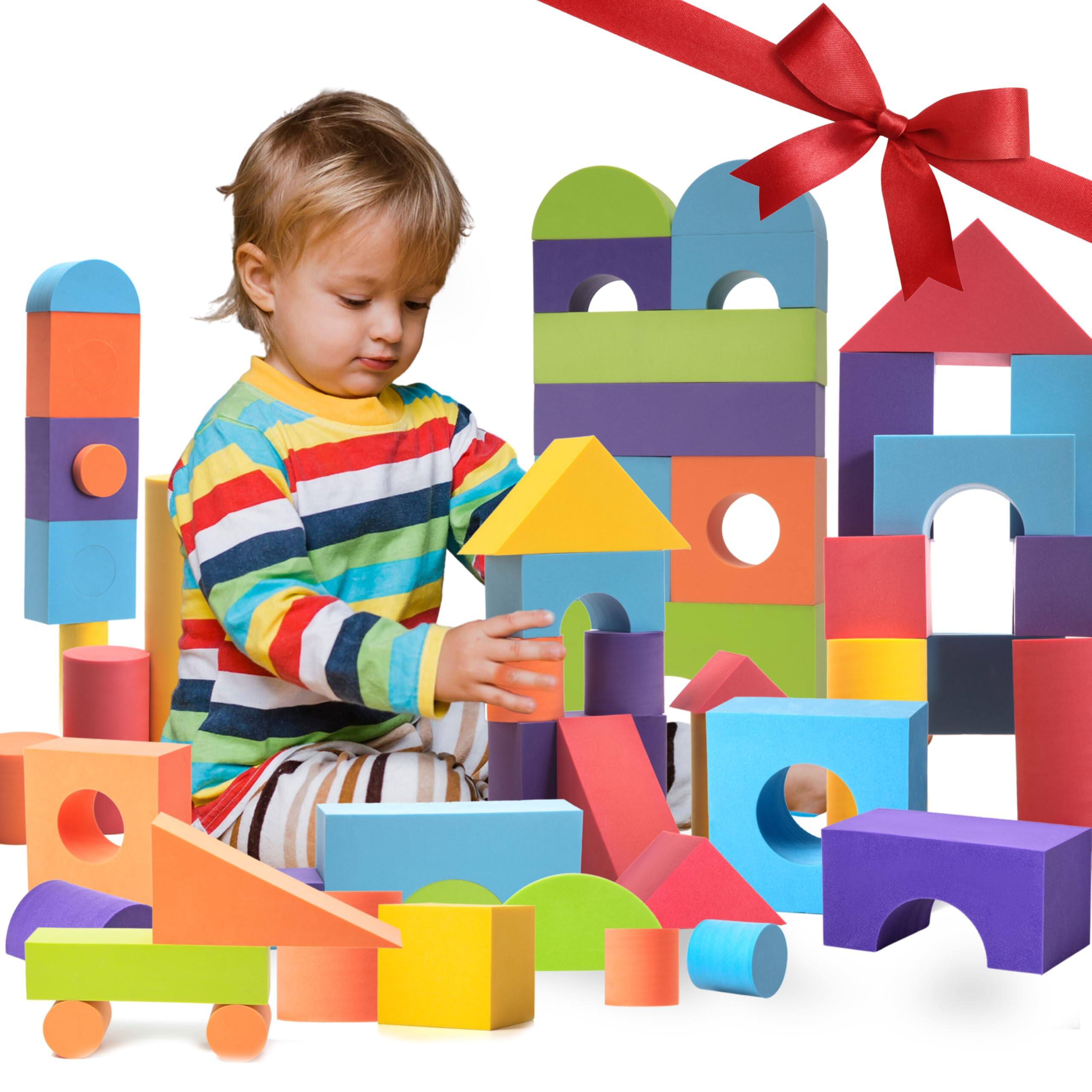 Front. NICHOLAS KLEIN - Set Of 34 Foam Blocks For - Stacking Soft With Shapes & Colors Learning Construction Building Toys 3-5 Above - Classic.