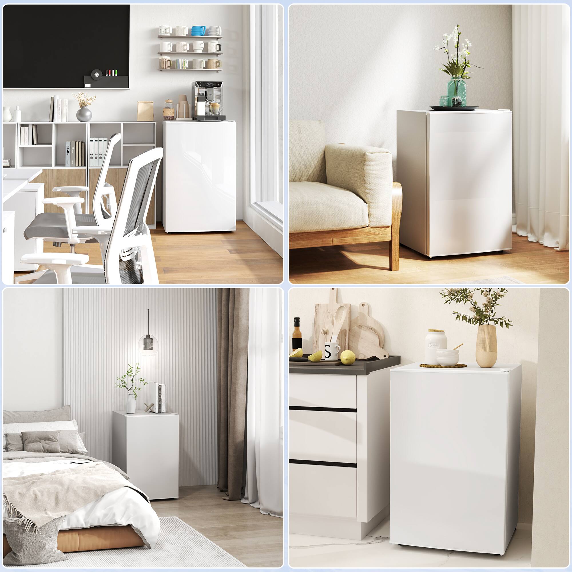 Alt View 8. Homcom - 4.5CuFt Energy Efficient Mini Fridge Freezer, Low Noise Black Compact Refrigerator w/Adjustable Thermo - White.