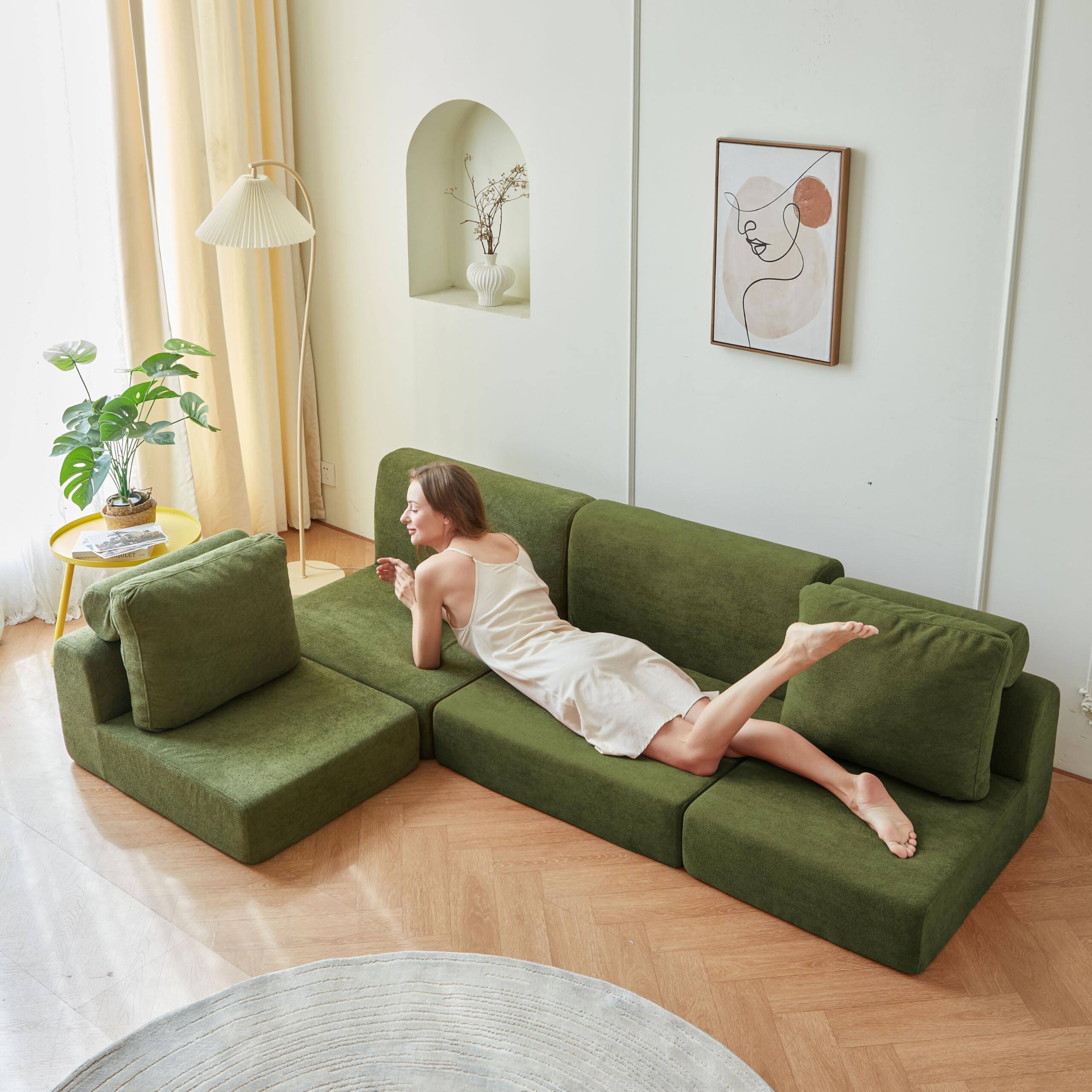 Alt View 3. JETRANSPORT - Convertible Folding Sofa Bed Multi-functional Sleeper Chair With Memory Foam And Support - Portable - Yellow Sofa Bed.