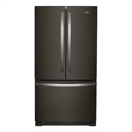 Front. Whirlpool - 20 Cu. Ft. French Door Bottom Mount Counter-Depth Refrigerator - Print Resist Blk Stnlss.
