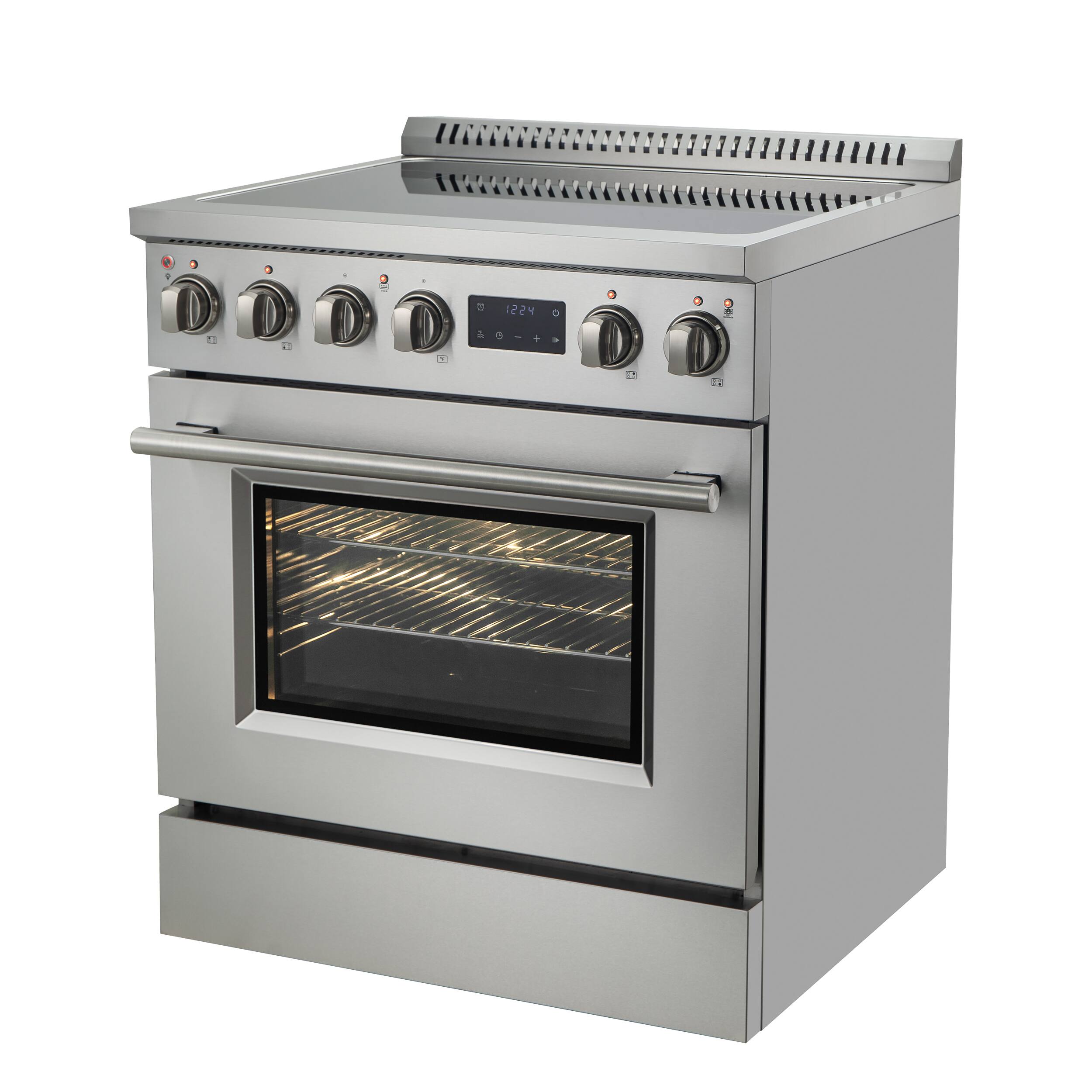Angle. Forno Appliances - Torino 4.32 Cu. Ft. Freestanding Induction True Convection Range - Silver.