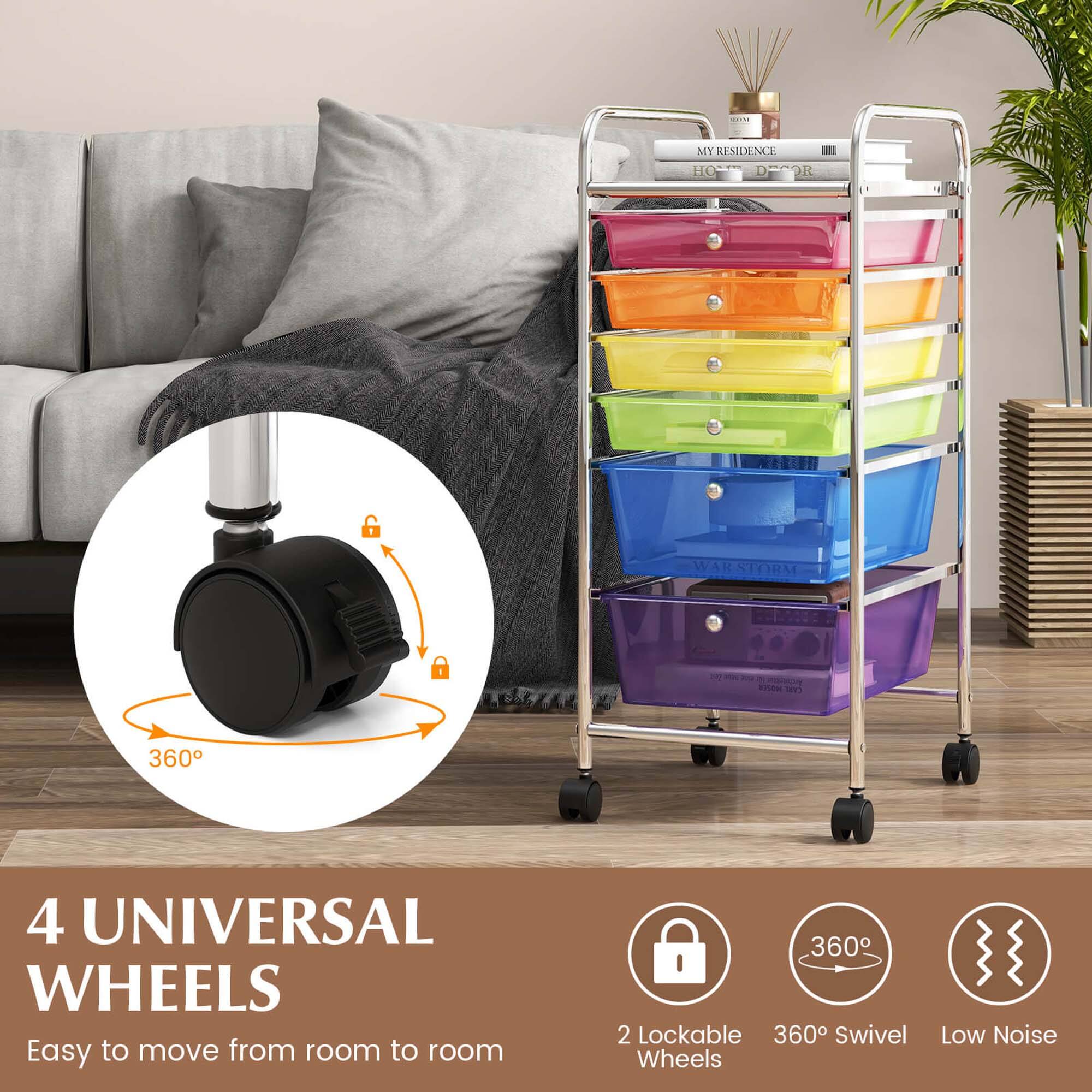 4 Universal Wheels: Easy to move from room to room, 360 Swivel Wheels, 2 Lockable, Low Noise.