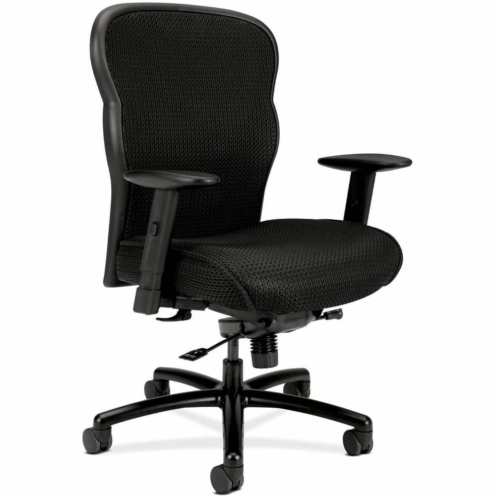 HON - Wave Big and Tall Chair - Mesh Seat Material - Mesh Back Material - Fabric - 1 Each - Black