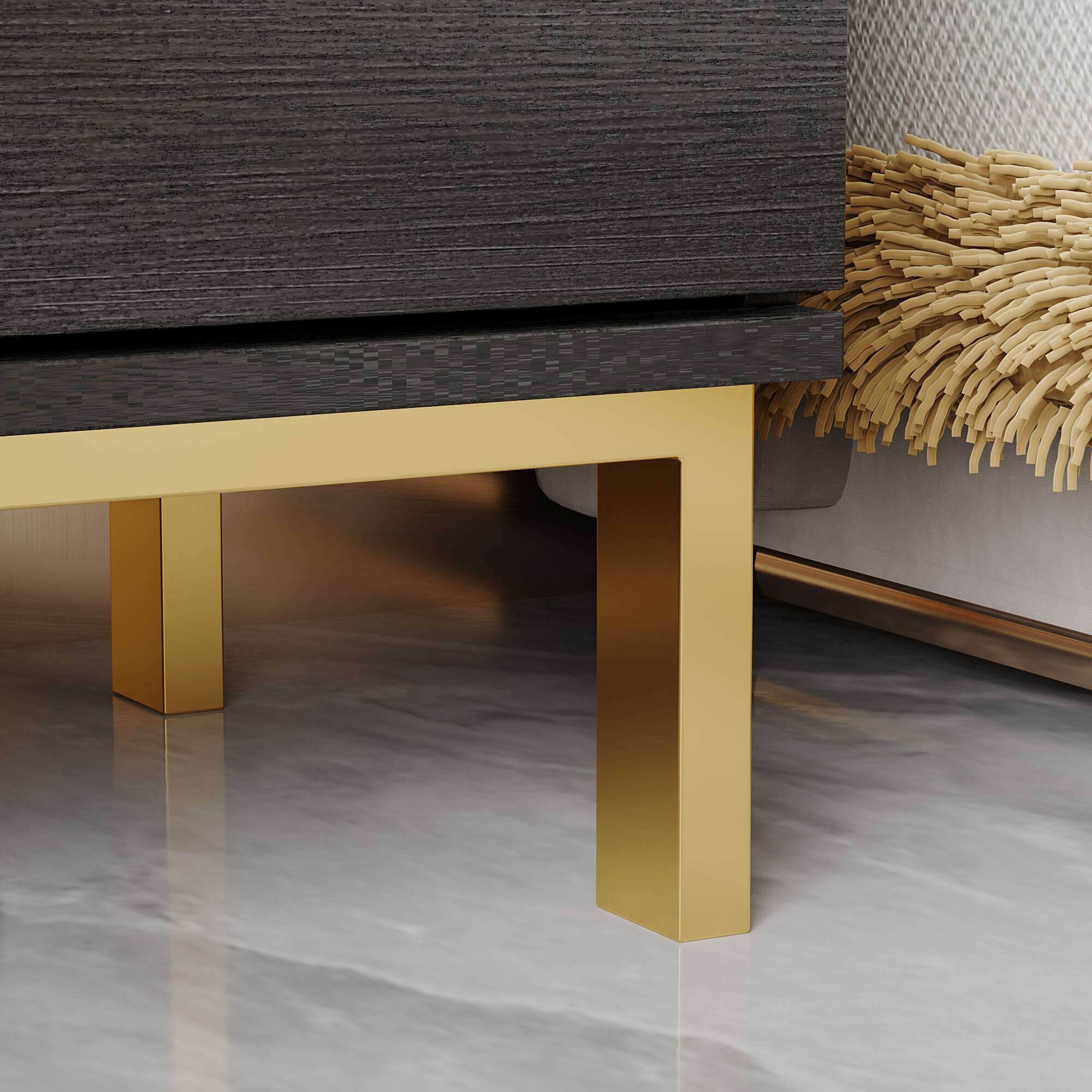 Alt View 2. FUFU & GAGA - FUFU&GAGA 3 - Drawer Dresser with Gold Accents: Modern Storage for Stylish Spaces - Black.