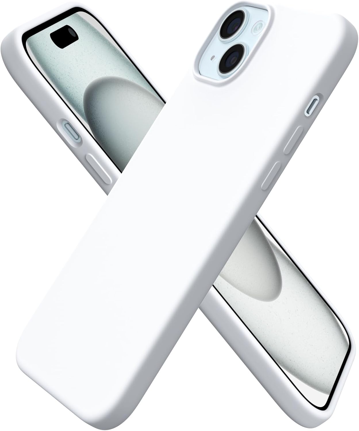 Front. Ornarto - ORNARTO Compatible with iPhone 15 Plus Case 6.7", Slim Liquid Silicone Full Covered Protective Cover-White - White.