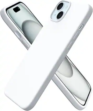 Front. Ornarto - ORNARTO Compatible with iPhone 15 Plus Case 6.7", Slim Liquid Silicone Full Covered Protective Cover-White - White.