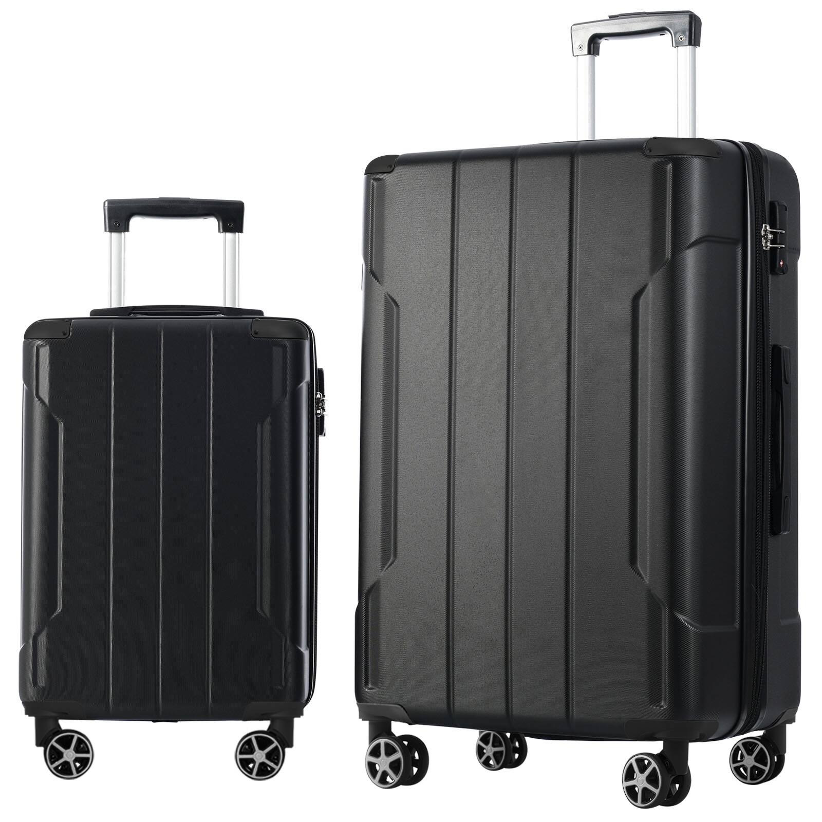 Ecooso - Luggage Set 2 Piece, Hardshell ABS Expandable Suitcase Set with Spinner Wheels and TSA Lock for Travel - Black