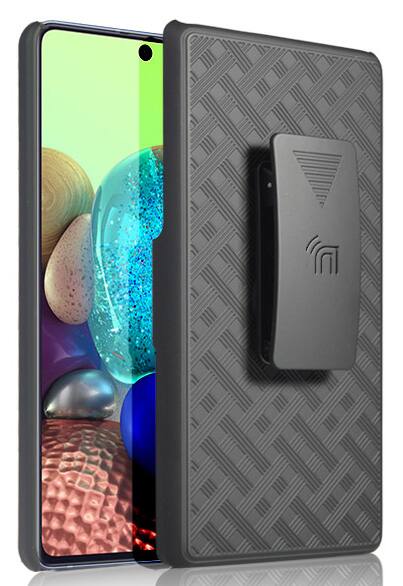 Alt View 9. Nakedcellphone - Case with Stand and Belt Clip Holster for Samsung Galaxy A71 5G - Black.