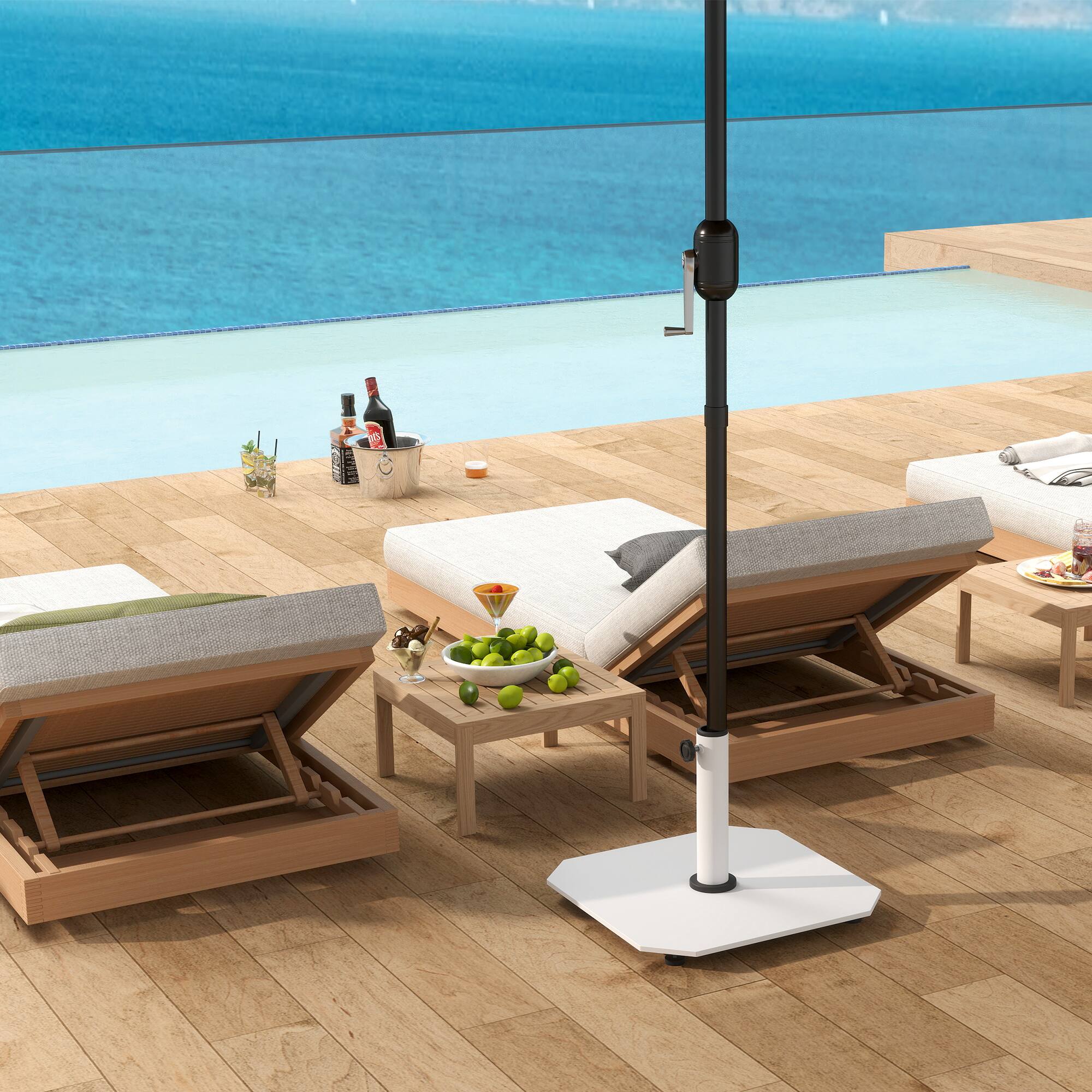 Alt View 5. Outsunny - Square Patio Umbrella Base, 41 lbs Metal Umbrella Stand Base with Adjustable Foot Pads, Patio Umbrella Holder - White.