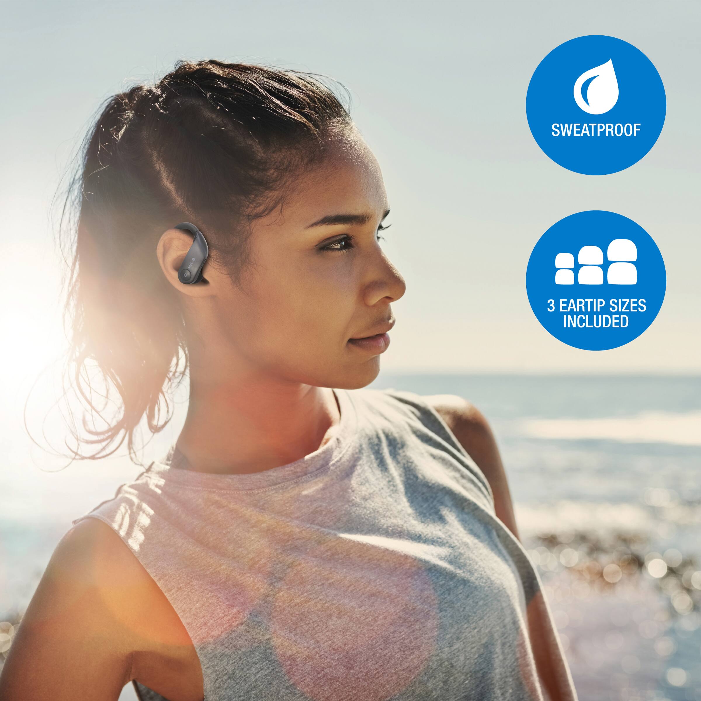 SWEATPROOF  
3 EARTIP SIZES INCLUDED
