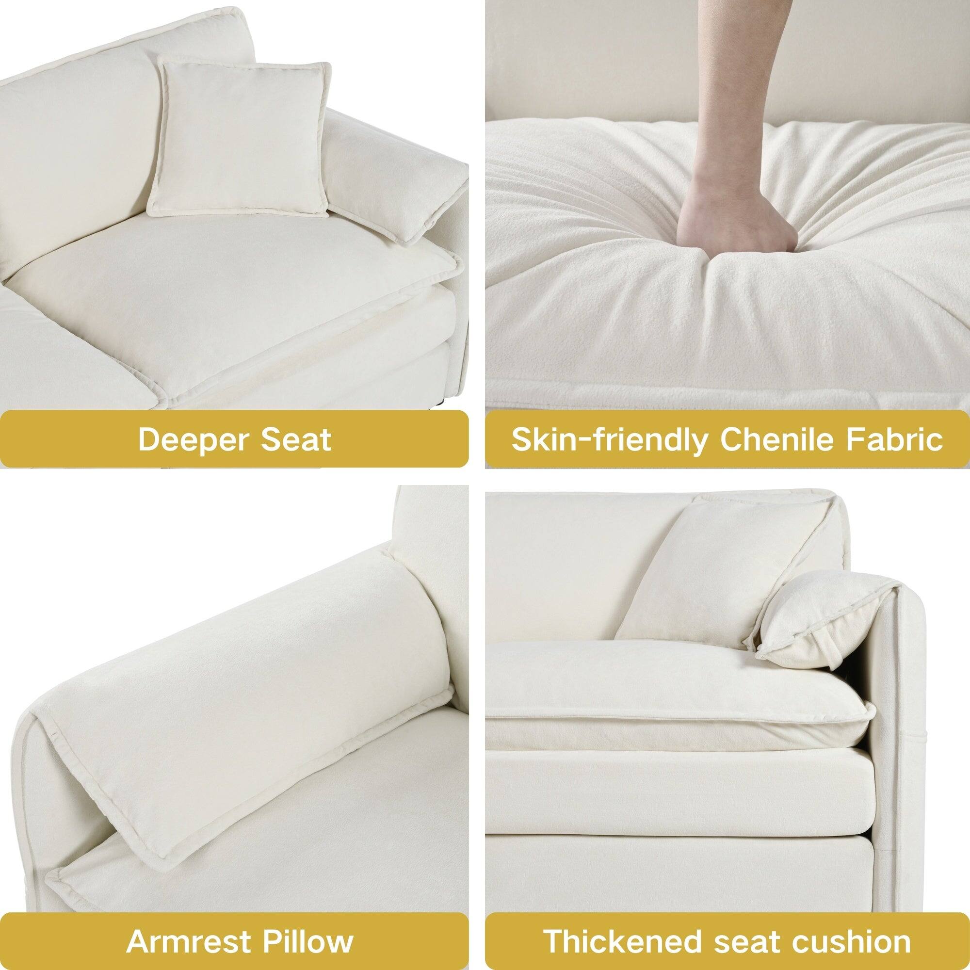 - Deeper Seat
- Skin-friendly Chenile Fabric
- Armrest Pillow
- Thickened seat cushion