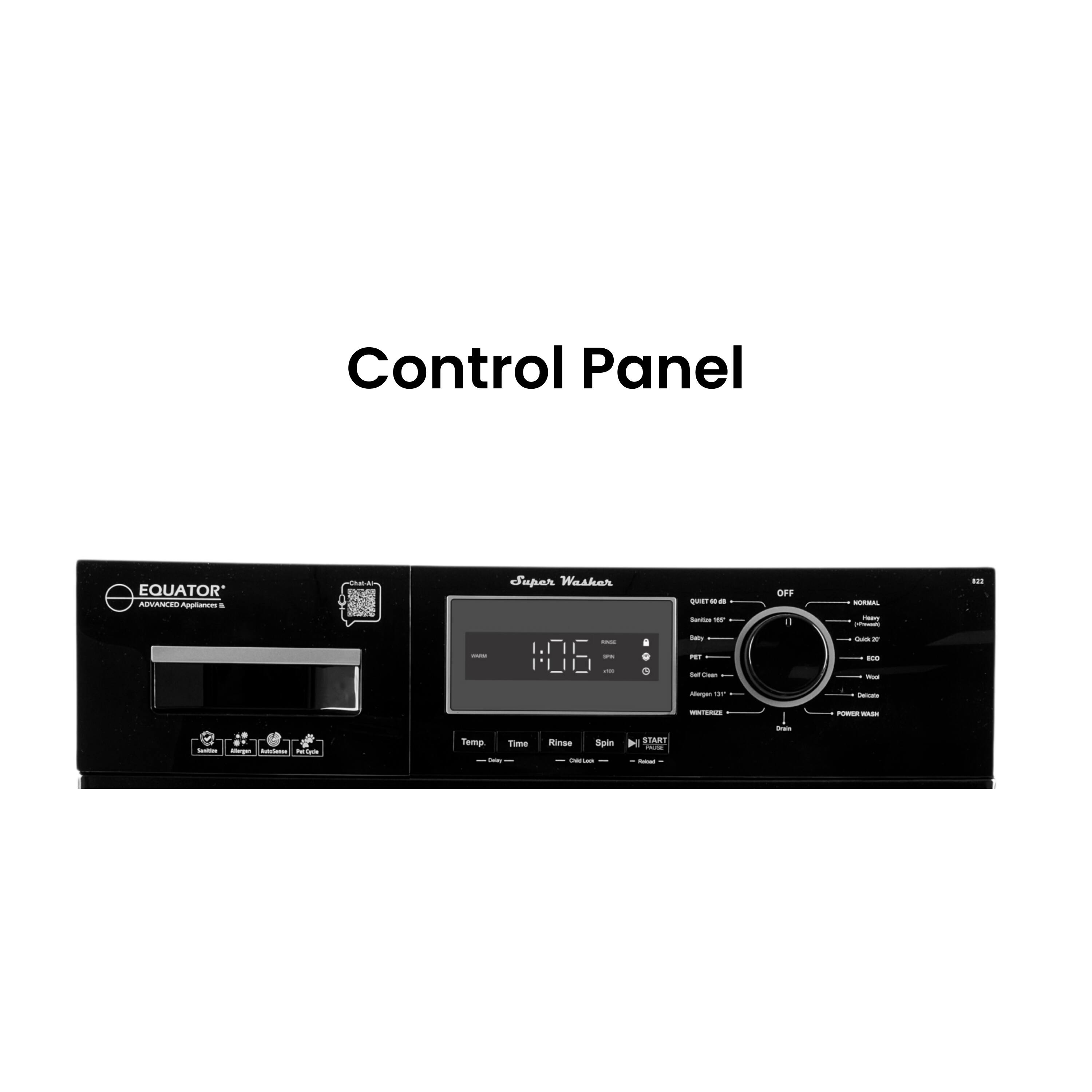 Control Panel  
EQUATOR  
NAO pa + I Jupar Washer  
1:08  
OFF  
Temp  
Time  
Spin  
START