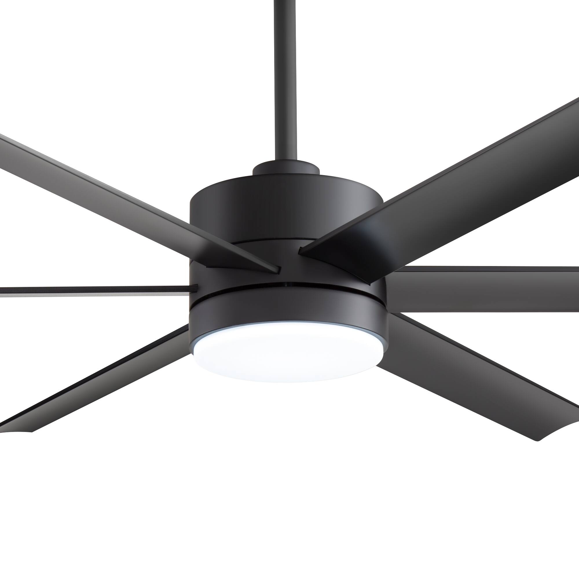 Left. Breezary - 60-Inch Indoor Large LED Ceiling Fan with 6-Speed Reversible Motor, 3-Color Light, 6''/12'' Downrods - Matte Black.