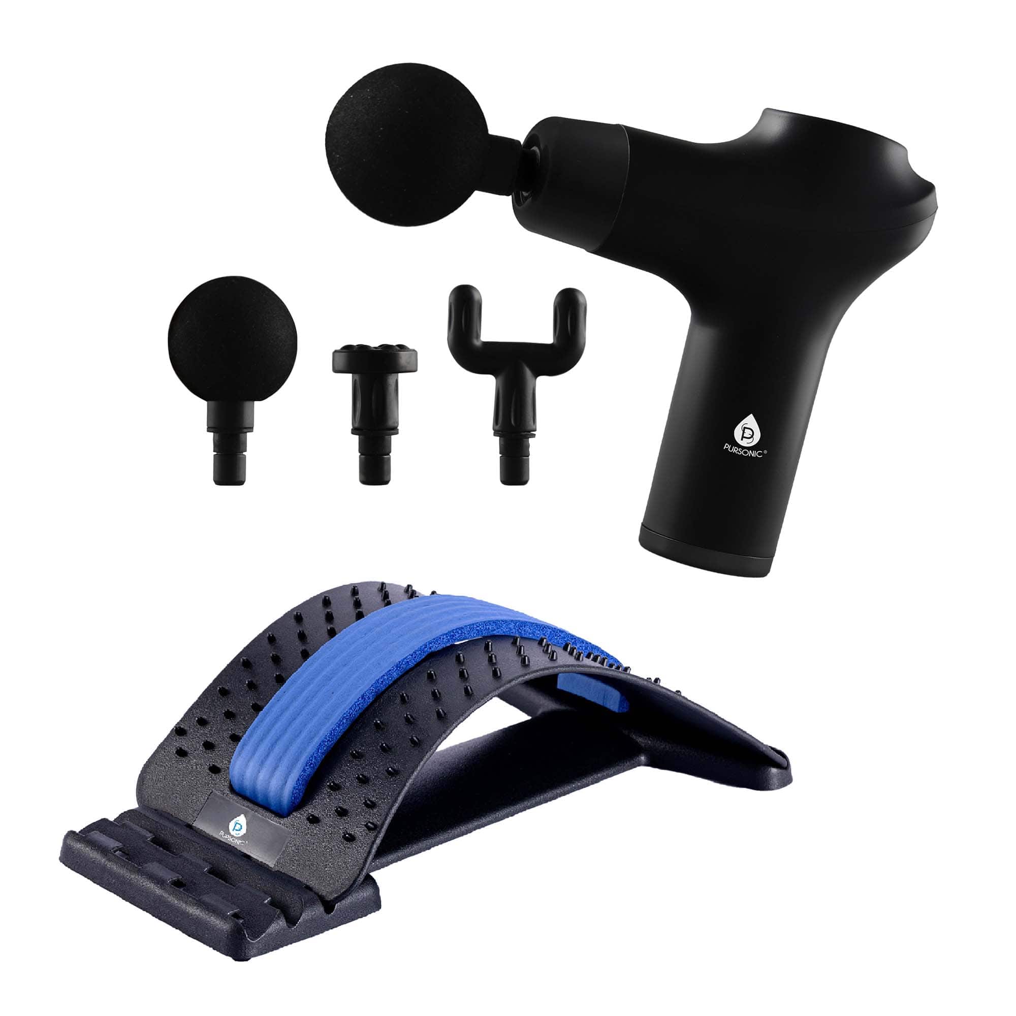 Pursonic - Relax & Restore Bundle: Multi-Level Back Stretcher & 3-Speed Massage Gun - Black