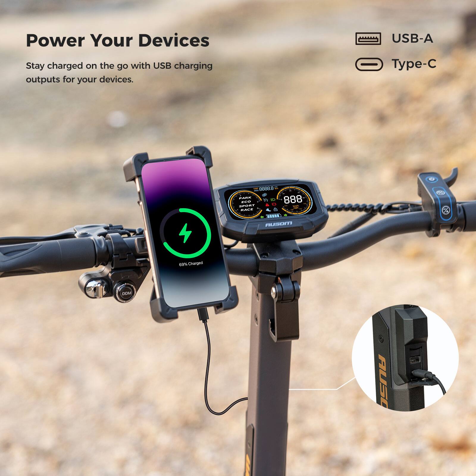 Power Your Devices

Stay charged on the go with USB charging outputs for your devices.

USB-A Type-C

69% Charged