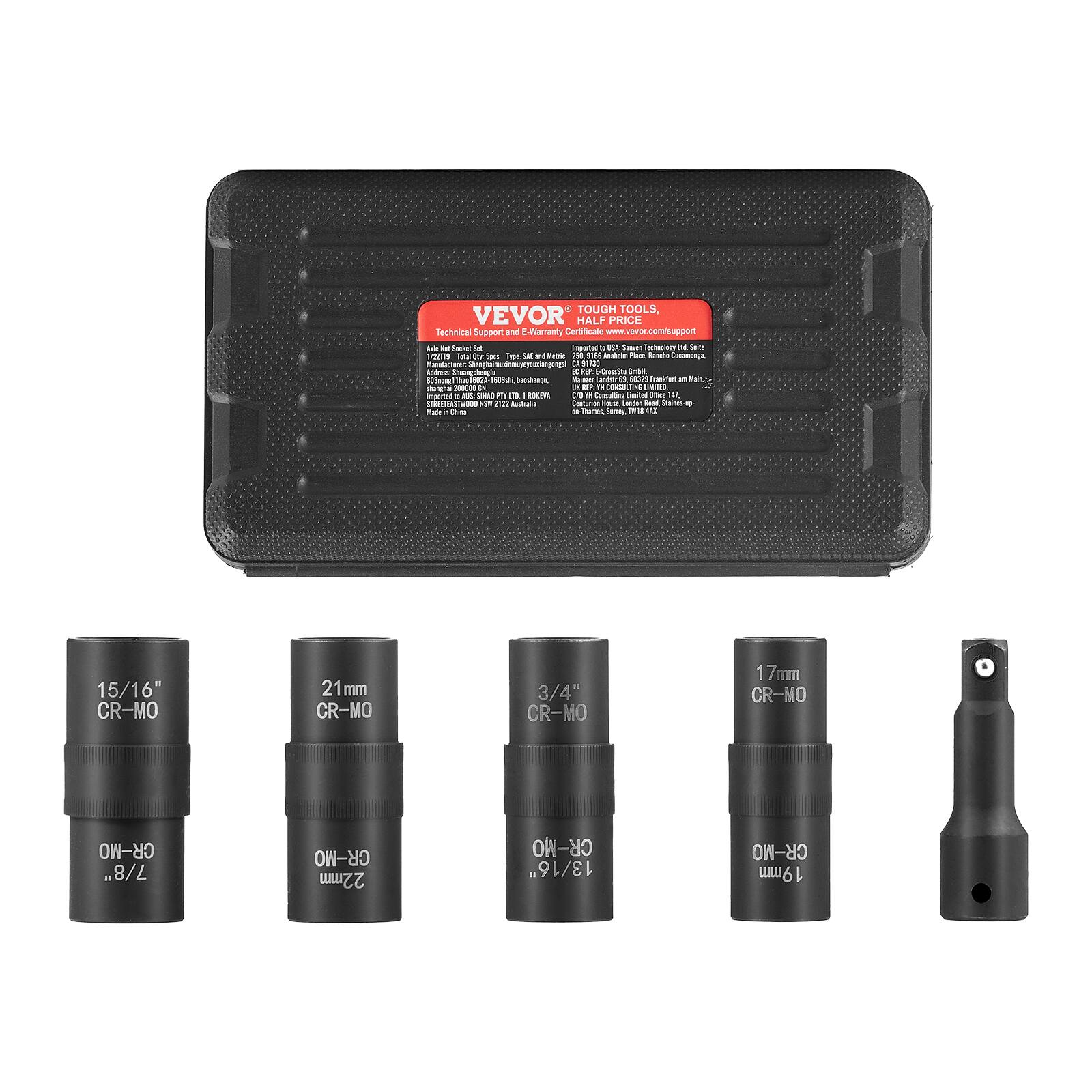TOUGH TOOLS. VEVOR HALF PRICE  
Technical Support and Warranty Certificate  
www.vevor.com/support  

VEVOR  
Technical Support and Warranty Certificate  
www.vevor.com/support  

15/16" CR-MO  
21mm CR-MO  
3/4" CR-MO  
17mm CR-MO  
7/8" CR-MO  
22mm CR-MO  
.9 13/16" CR-MO  
WW6  

15/16" CR-MO  
21mm CR-MO  
3/4" CR-MO  
17mm CR-MO  
7/8" CR-MO  
22mm CR-MO  
.9 13/16" CR-MO  
WW6  

15/16"  
CR-MO  
7/8"  

21mm  
CR-MO  

3/4"  
CR-MO  

17mm  
CR-MO  

7/8"  
CR-MO  

22mm  
CR-MO  

.9 13/16"  
CR-MO  

WW6