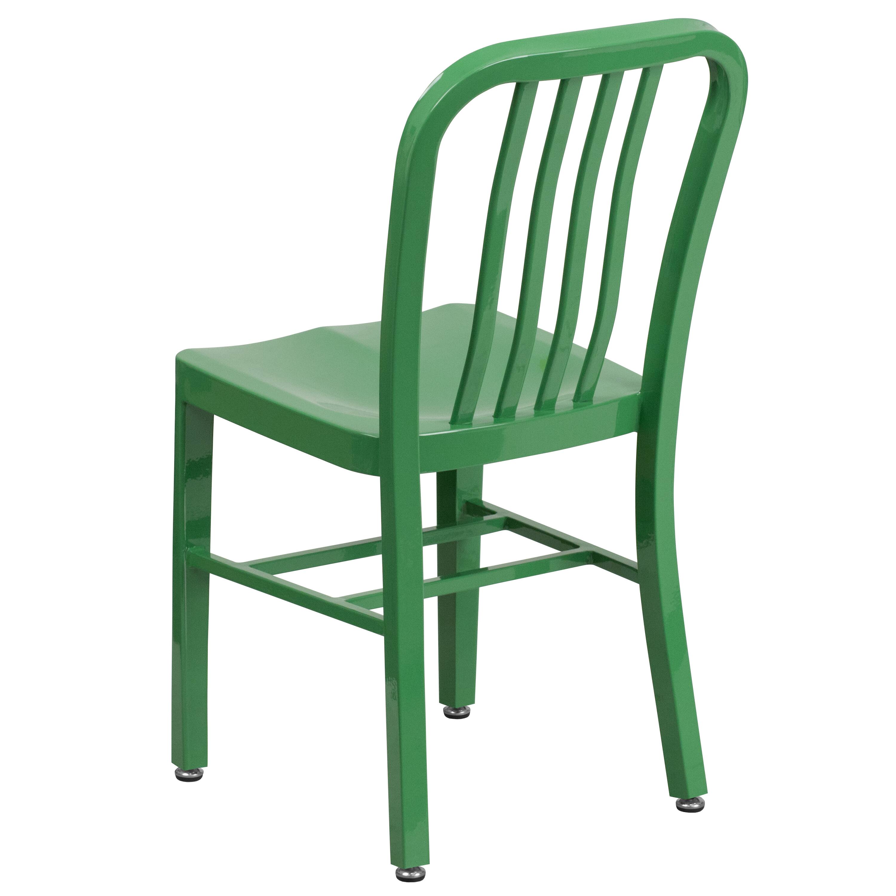 Alt View 5. Emma + Oliver - Commercial Grade Colorful Metal Indoor-Outdoor Chair - Green.
