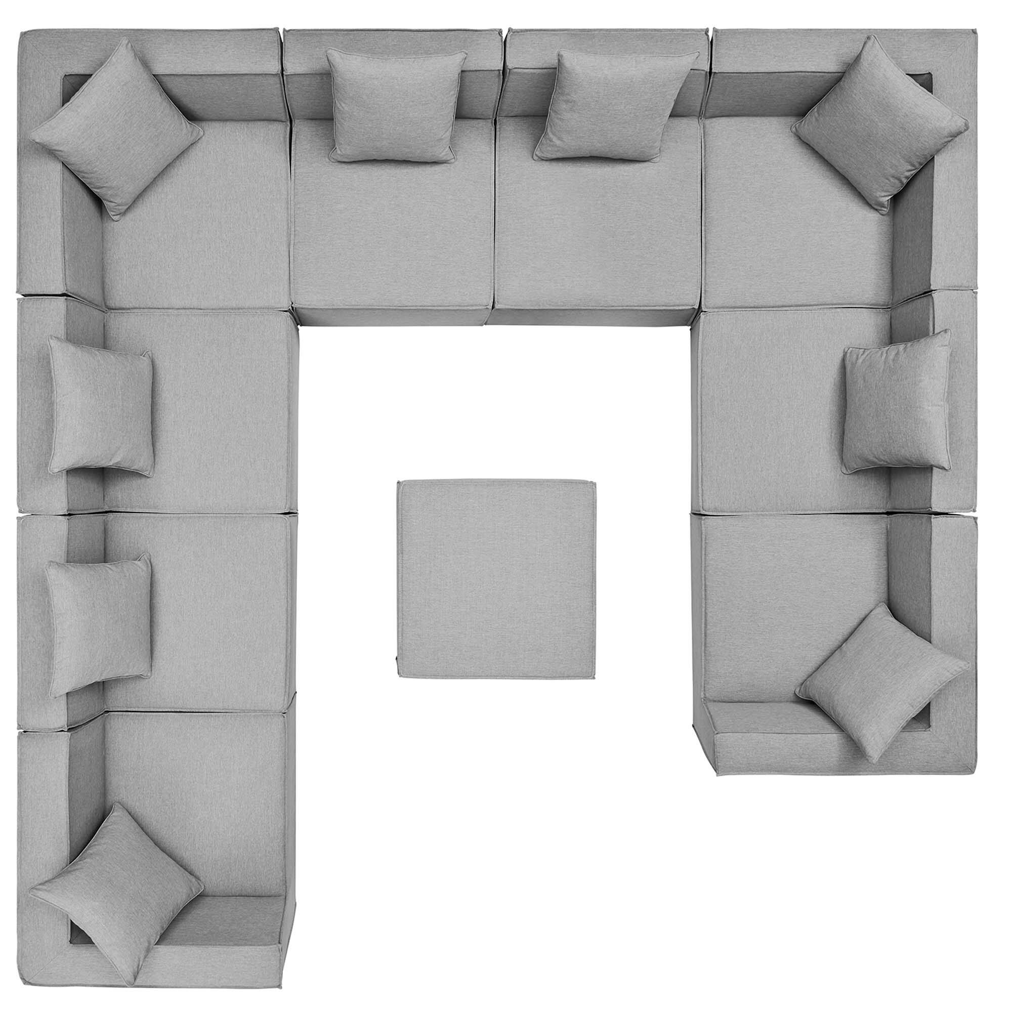 Angle. Modway - Saybrook 10-Piece Outdoor Patio Upholstered Sectional Sofa by Modway - Gray.