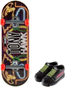 Tony Hawk - Mattel - Hot Wheels Skate Tony Hawk Bright Flight Finger Skateboard + 1 Pair of Shoes - Collectibles - Multicolor