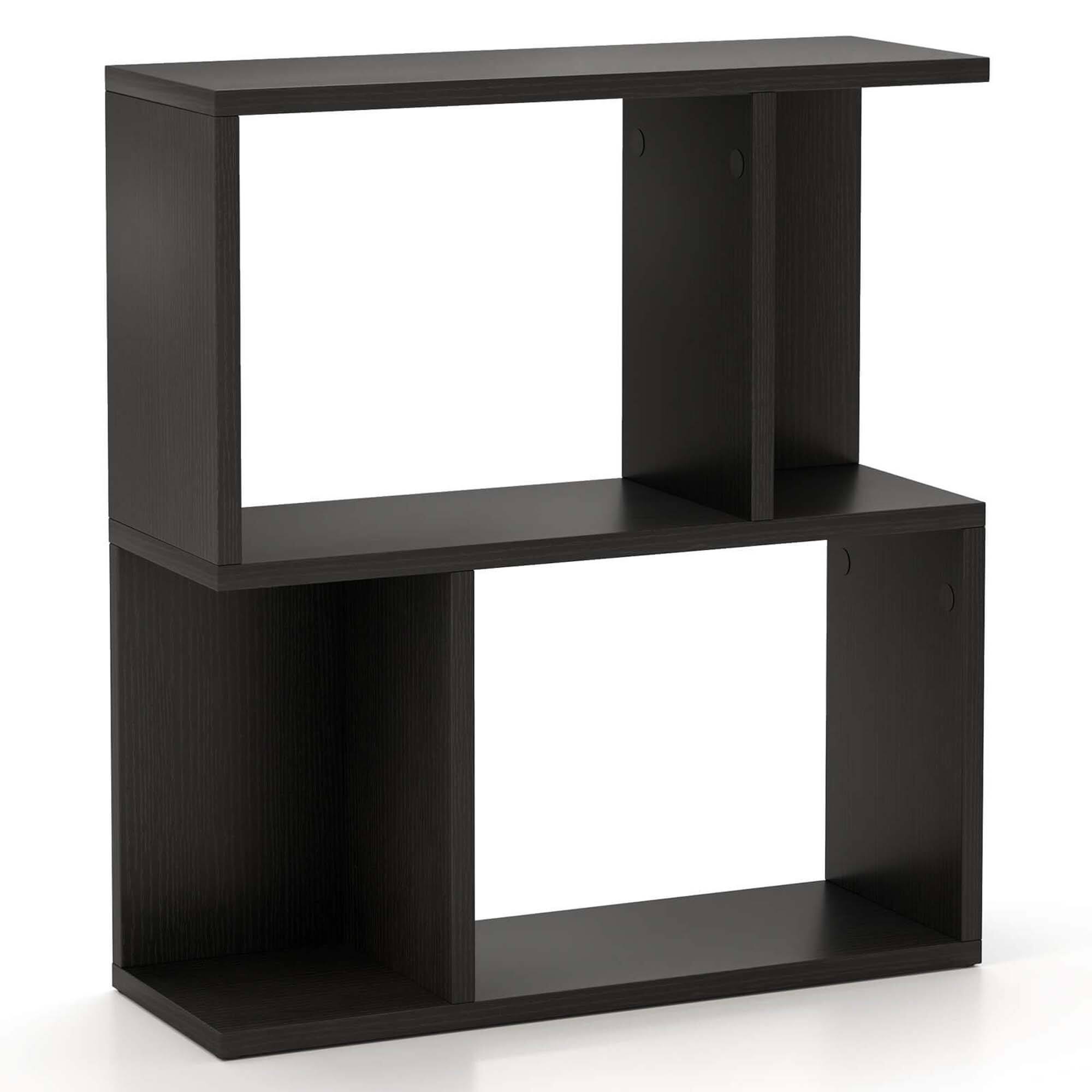 Alt View 6. Costway - 1 PCS 3-Tier Bookshelf Geometric Bookcase Side Table with Open Storage Display Shelf - Black.
